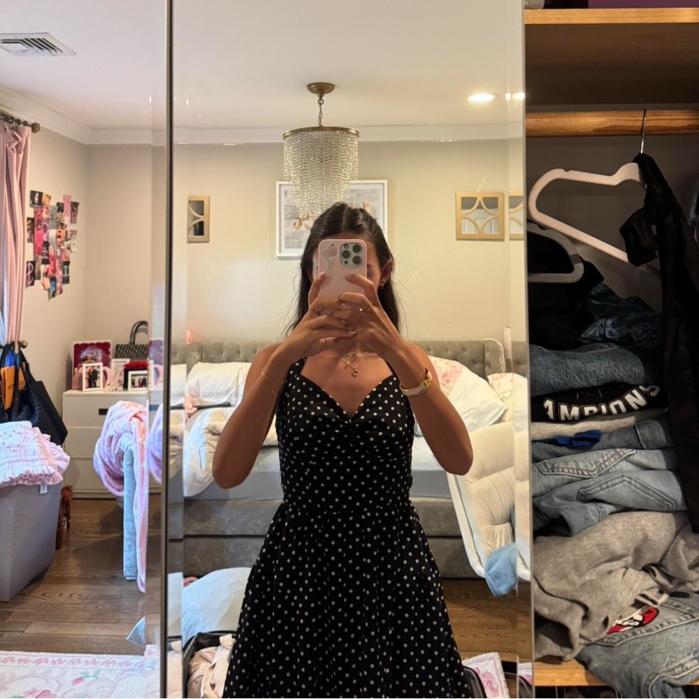 Elegant Black Polka Dot Dress